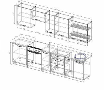 Кухонный гарнитур Руанда 3000 мм в Серове - serov.mebel-e96.ru