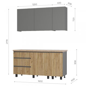 Кухонный гарнитур Шерлок 1600 мм (БТС) в Серове - serov.mebel-e96.ru