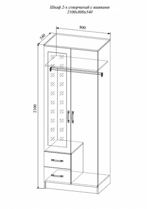 Шкаф 2-х створчатый с зеркалом Софи СШК 800.3 (ДСВ) в Серове - serov.mebel-e96.ru