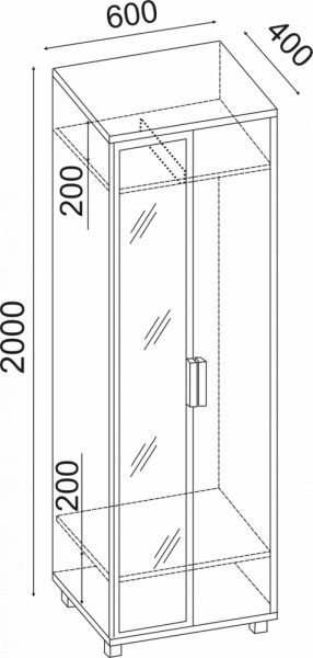 Шкаф 600 с зеркалом West (Риннер) в Серове - serov.mebel-e96.ru