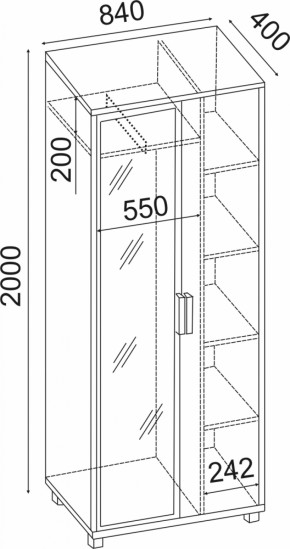 Шкаф 800 с зеркалом West (Риннер) в Серове - serov.mebel-e96.ru