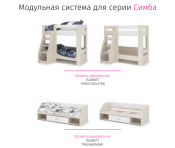 Набор детской мебели Симба дуб-белый глянец (СтендМ) в Серове - serov.mebel-e96.ru
