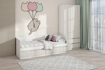 Кровать Соната 900 белый/крафт белый (Зарон) в Серове - serov.mebel-e96.ru