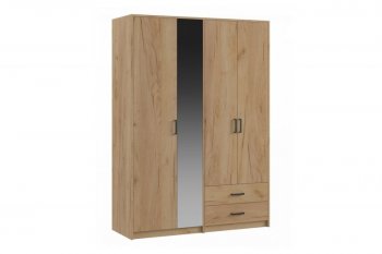 Шкаф 1500 мм  4-х ств. с зеркалом 2 ящ. SVETLANA LOFT, дуб золотой (Генезис) в Серове - serov.mebel-e96.ru