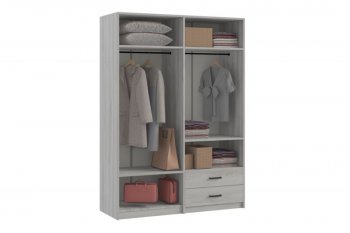 Шкаф 1500 мм  4-х ств. с зеркалом 2 ящ. SVETLANA LOFT, сосна белая (Генезис) в Серове - serov.mebel-e96.ru