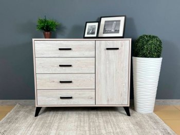 Комод-Тумба (1дв,4ящ) SVETLANA LOFT, сосна белая (Генезис) в Серове - serov.mebel-e96.ru