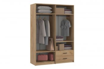 Шкаф 1500 мм  4-х ств. с зеркалом 2 ящ. SVETLANA LOFT, дуб золотой (Генезис) в Серове - serov.mebel-e96.ru