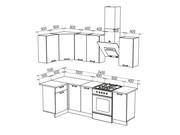 Кухонный гарнитур Техно 1.1*1.8 м Вариант 6 (Миф) в Серове - serov.mebel-e96.ru