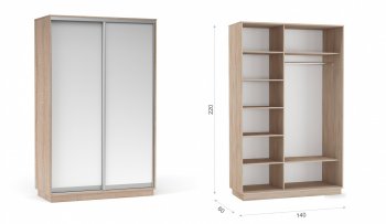 Шкаф-купе Тетрис 1400 (ЗЗ) Дуб сонома (Имп) в Серове - serov.mebel-e96.ru