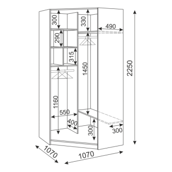 Угловой шкаф Тиффани М35 с зеркалом (Риннер) в Серове - serov.mebel-e96.ru