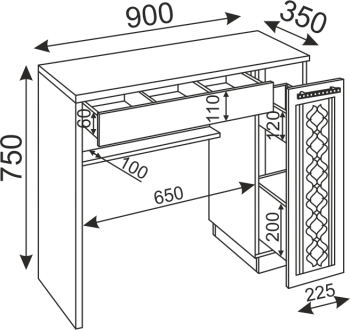 Стол туалетный с зеркалом М36+М37 Тиффани (Риннер) в Серове - serov.mebel-e96.ru