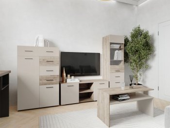 Стенка Турин крафт серый/кашемир, модульная (ВВР) в Серове - serov.mebel-e96.ru