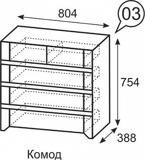 Комод №3 Твист (ИжМ) в Серове - serov.mebel-e96.ru