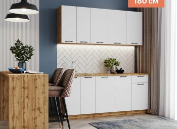 КУхонный гарнитур Валерия 1800 мм вотан/белый (Сурская) в Серове - serov.mebel-e96.ru