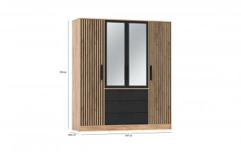 Шкаф 1700 мм 83.07 Вегас (4-х дв.) черный (Олмеко) в Серове - serov.mebel-e96.ru