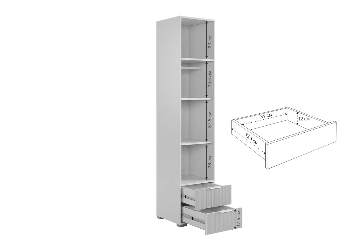 Шкаф-пенал 400 мм однодверный 107.01 Зефир серый (Мебельсон) в Серове - serov.mebel-e96.ru